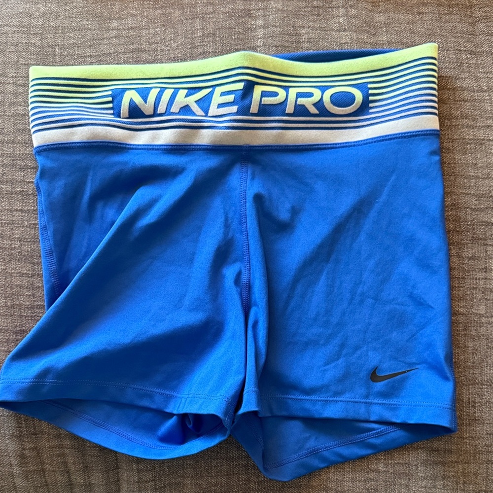 Nike Pro Blue and Green Spandex Shorts